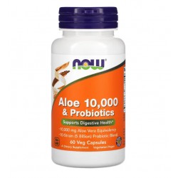 NOW Foods Aloe 10,000 & Probiotics 60 Veg Capsules