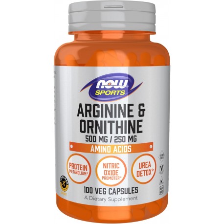 Now Sports Arginine 500 mg Ornithine 250 mg 100 Caps