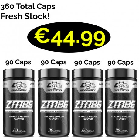 3x CORE CHAMPS ZMA B6 270 Caps - 90 Servings