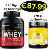 Optimum Nutrition 100% Whey Gold Standard 5 lbs 2273 g - 73 Servings + 270 g 30 Servings Amino