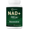 Micro Ingredients NAD+ 500mg with Resveratrol 2-in-1 Anti-Aging, Energy, & Brain Support 240 Veggie Caps -80 Servings