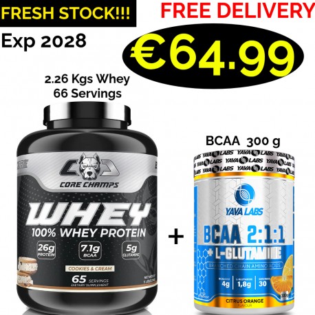 CORE CHAMPS 100% WHEY PROTEIN 2.26 Kgs -66 Servings