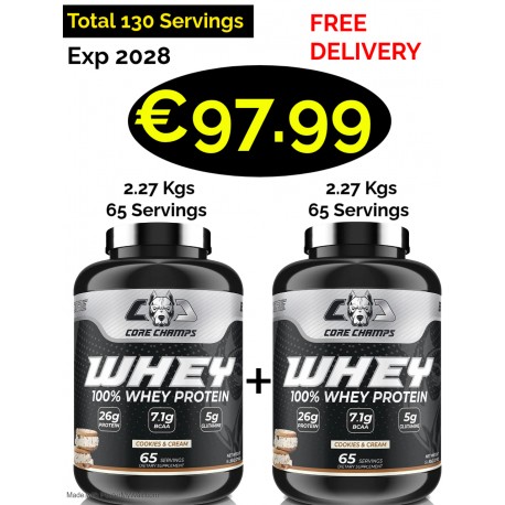 CORE CHAMPS 100% WHEY PROTEIN 2.26 Kgs -66 Servings
