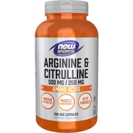 Now Sports Arginine 500 mg Ornithine 250 mg 100 Caps