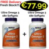 1+1 Fresh Stock!!! Now Foods, Ultra Omega-3, 500 EPA/250 DHA, 360 Softgels - 360 Servings
