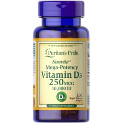 Puritans Pride Vitamin D3 250mcg 10,000iu - 100 Softgels